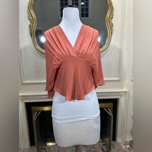Banana Republic Open-Back Blouse S Pink Amaretti Coquette Old Money